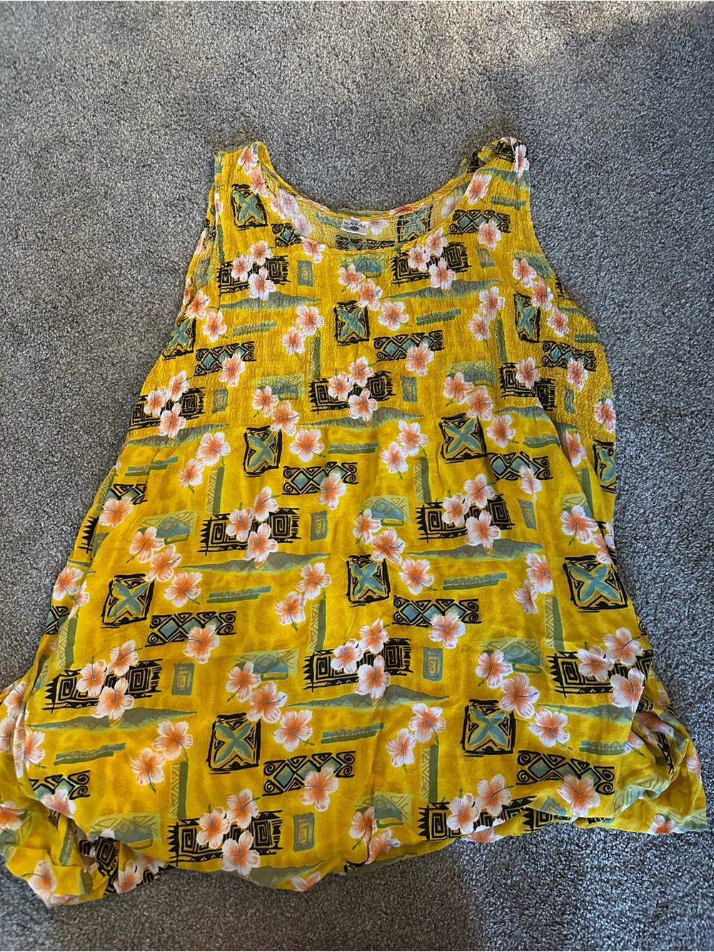 Women's Yellow Floral Tank Dress